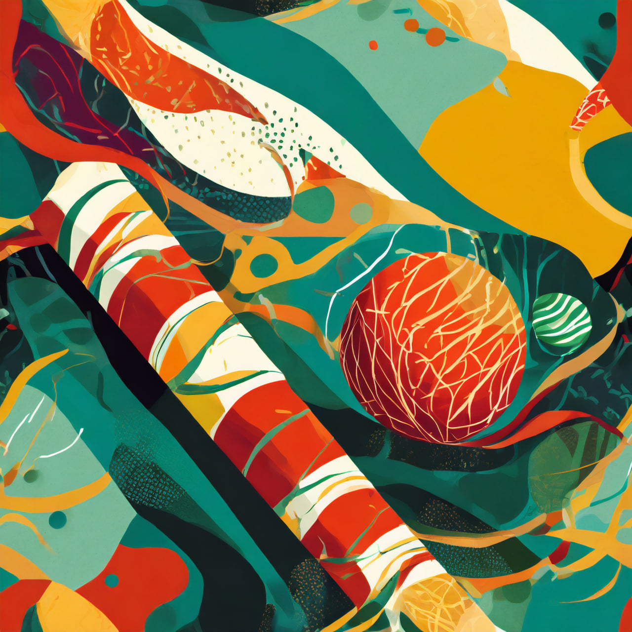 Colorful abstract art with geometric shapes and patterns
