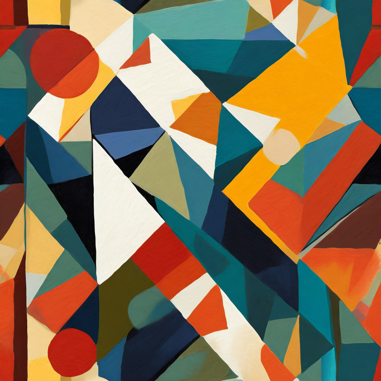 Abstract geometric pattern with colorful triangles and shapes