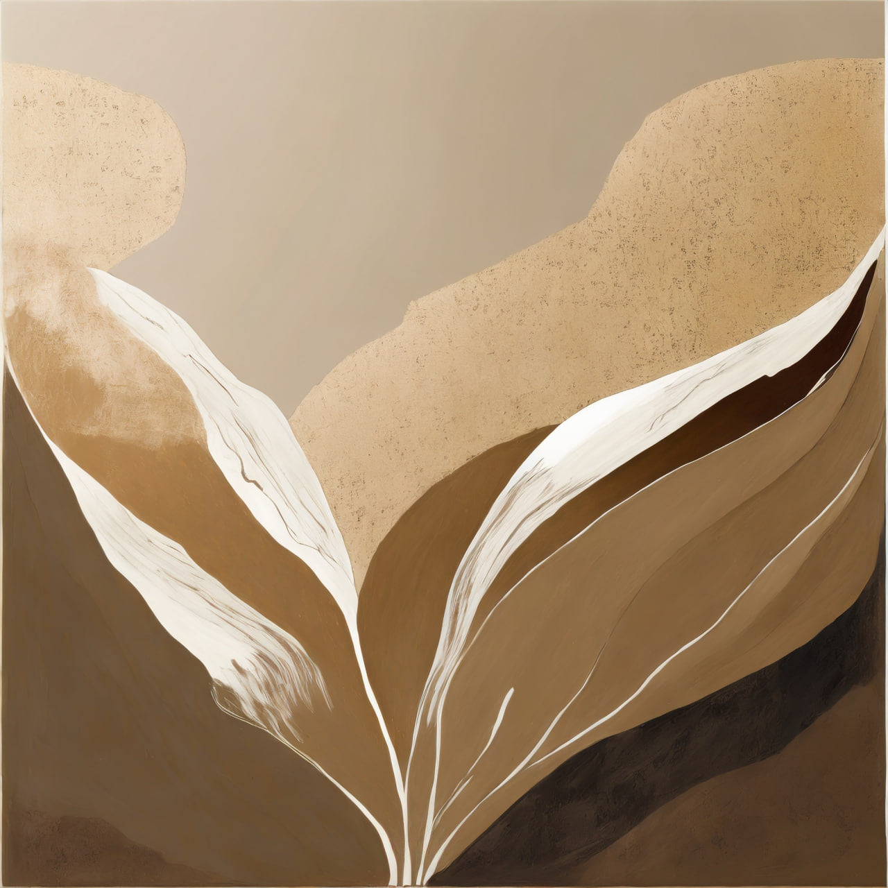 Abstract design with wavy lines in brown and beige tones on a matching background