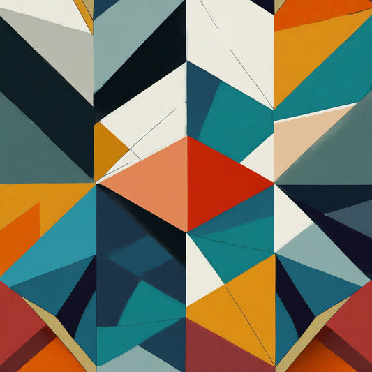 Geometric pattern with triangles in various colors on a multicolor background