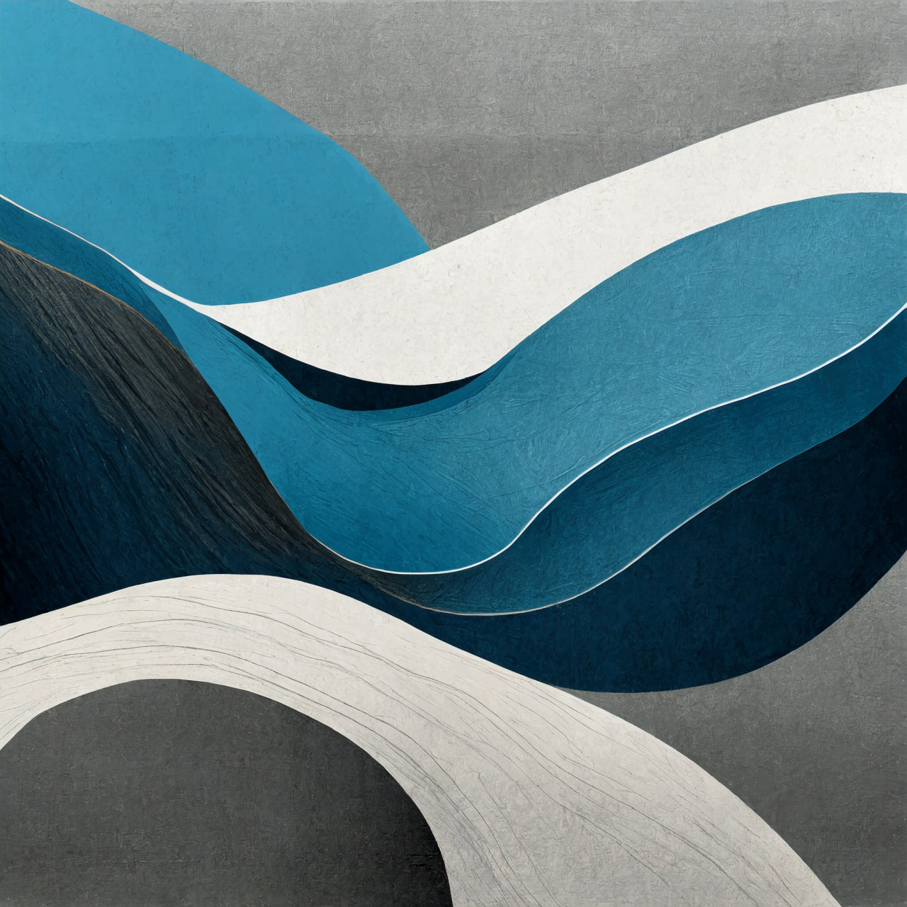 Boho Printable Home Decor  Teal Cubism Style Wall Art Print