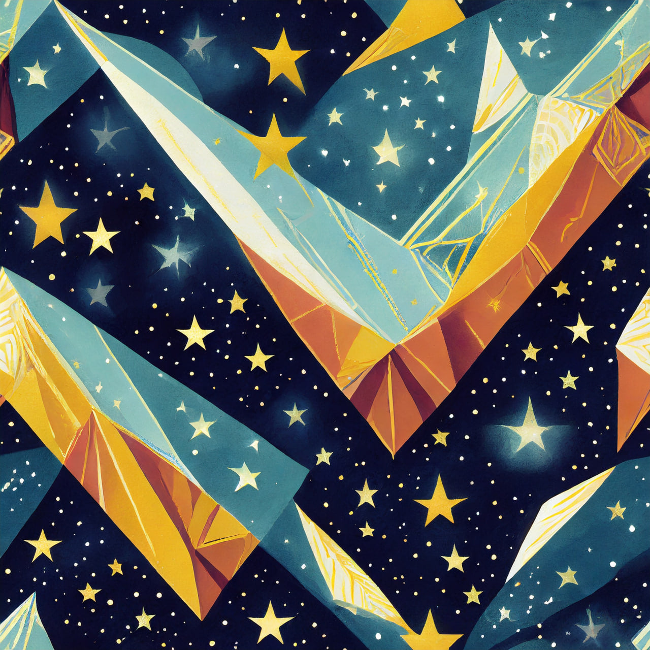 galaxy gold sky at night with stars shining
