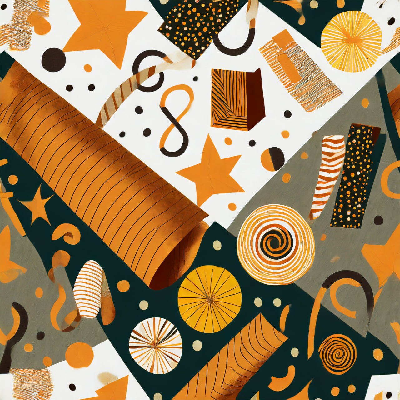  geometrical abstract yellow gold stars and circles