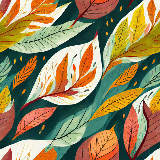 Colorful pattern of autumn leaves on a dark background