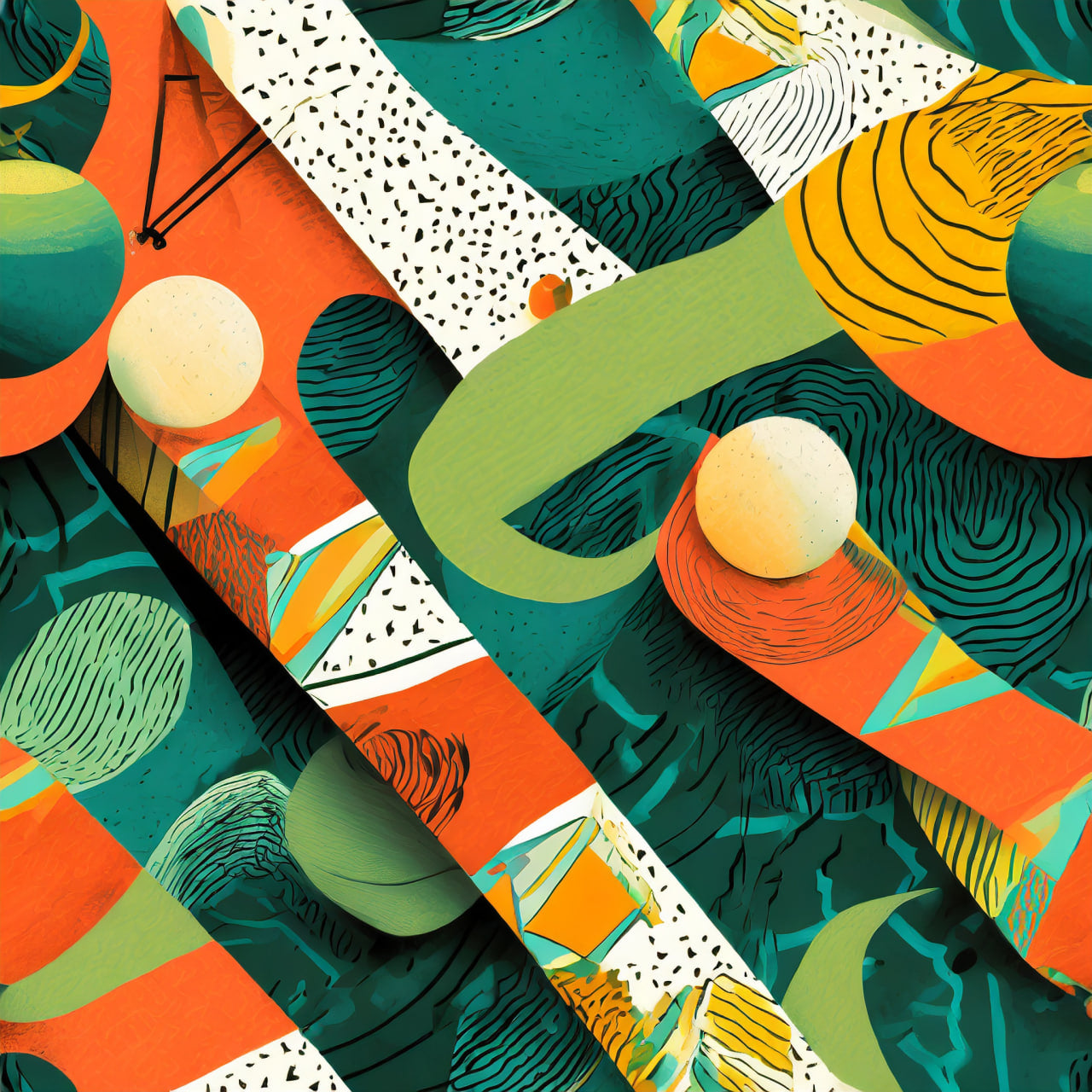 Abstract art with geometric shapes and vibrant colors