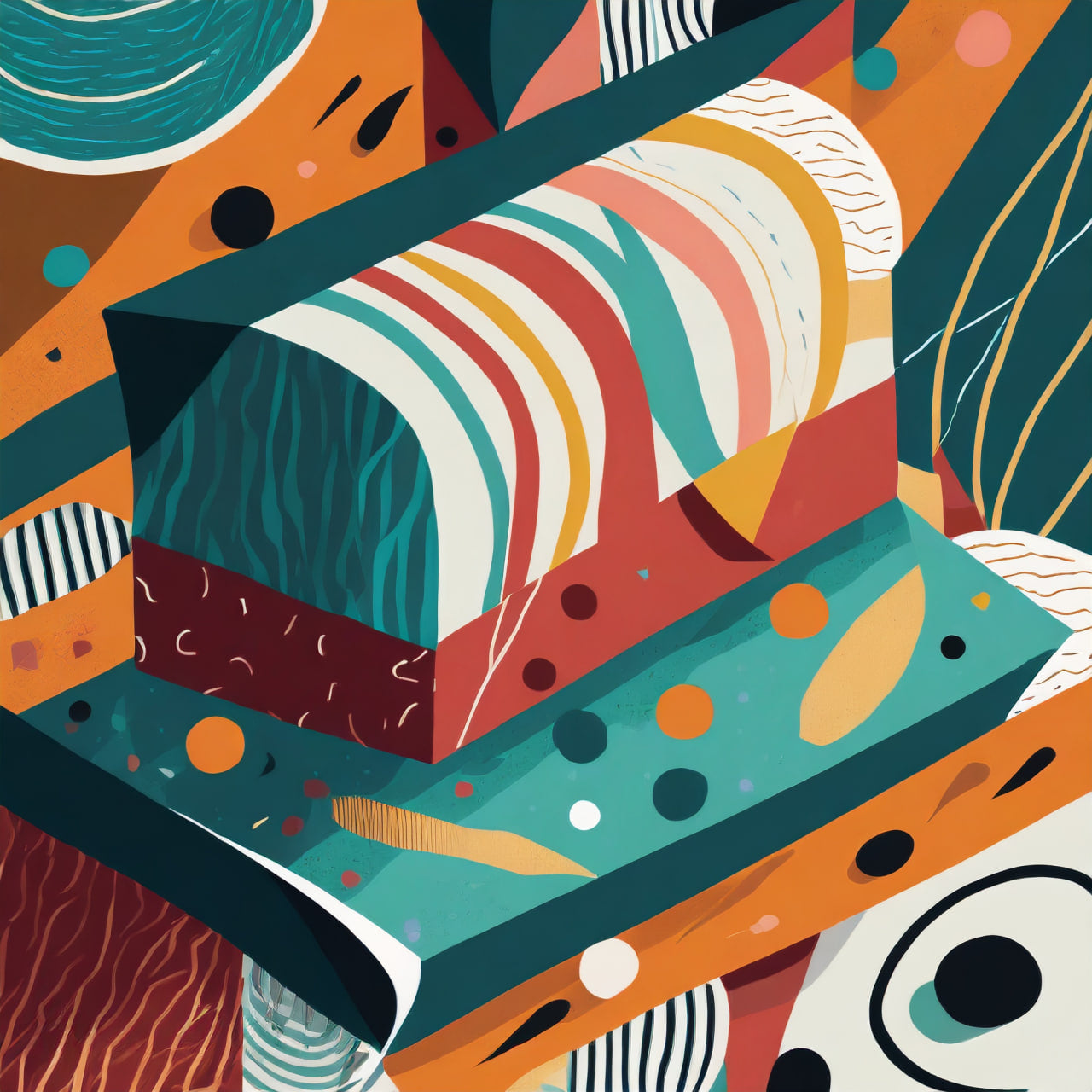 Colorful abstract art with geometric shapes and patterns