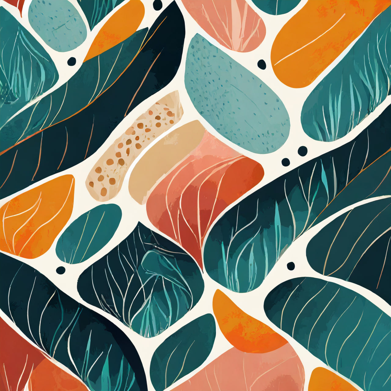 Colorful pattern of abstract shapes on a white background